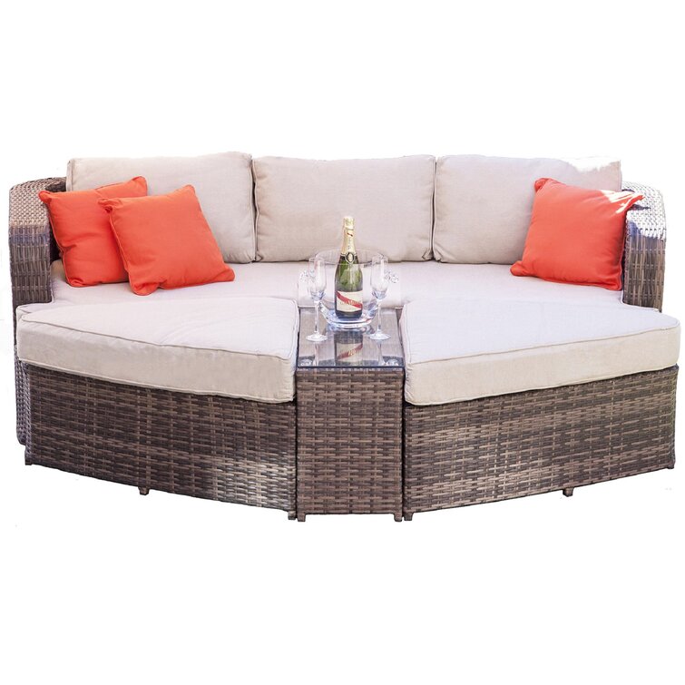 Sycamore Outdoor Wicker Chaise Lounge Set of 2 with Table